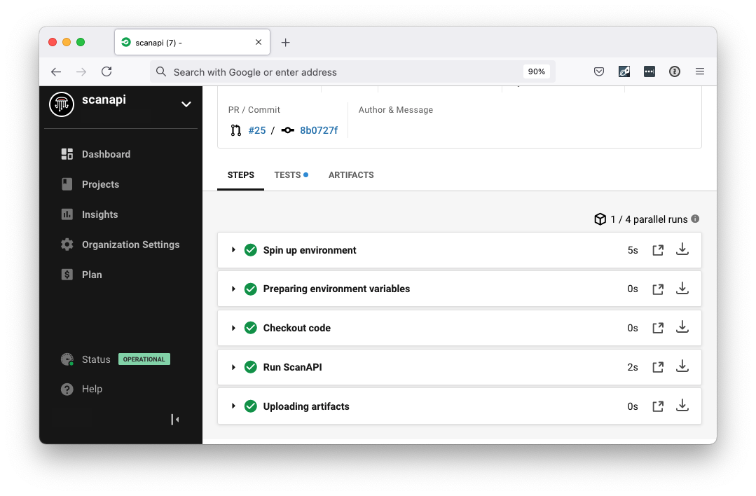 CircleCI ScanAPI job